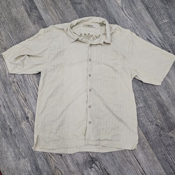 Tommy Bahama Men's Coastal Ease Botanic Loom Camp Shirt - White